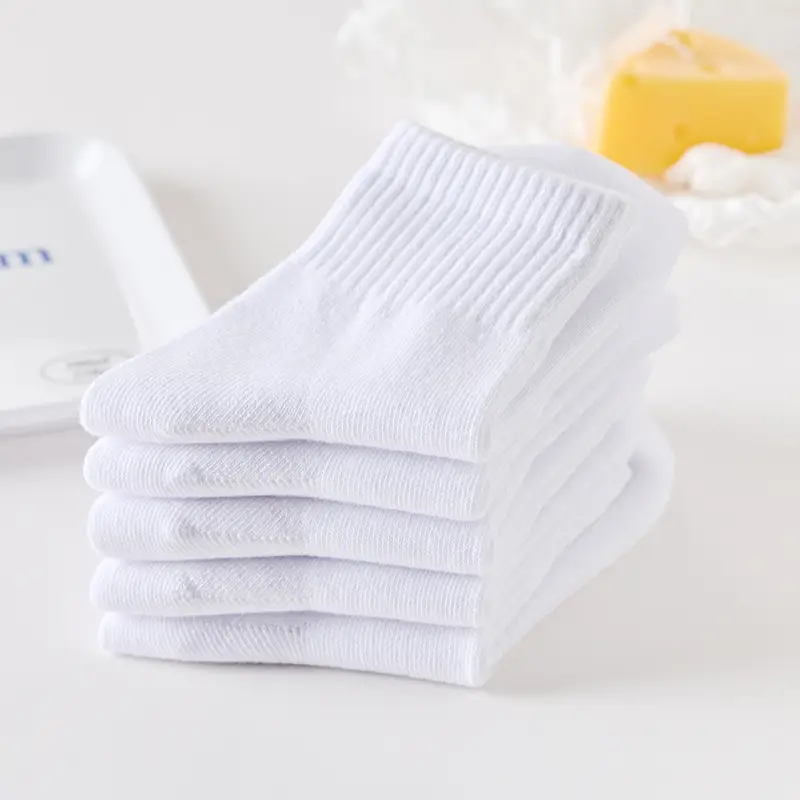 White Mid-Calf Socks for Boys Girls Students Winter Spring Autumn - Image 6