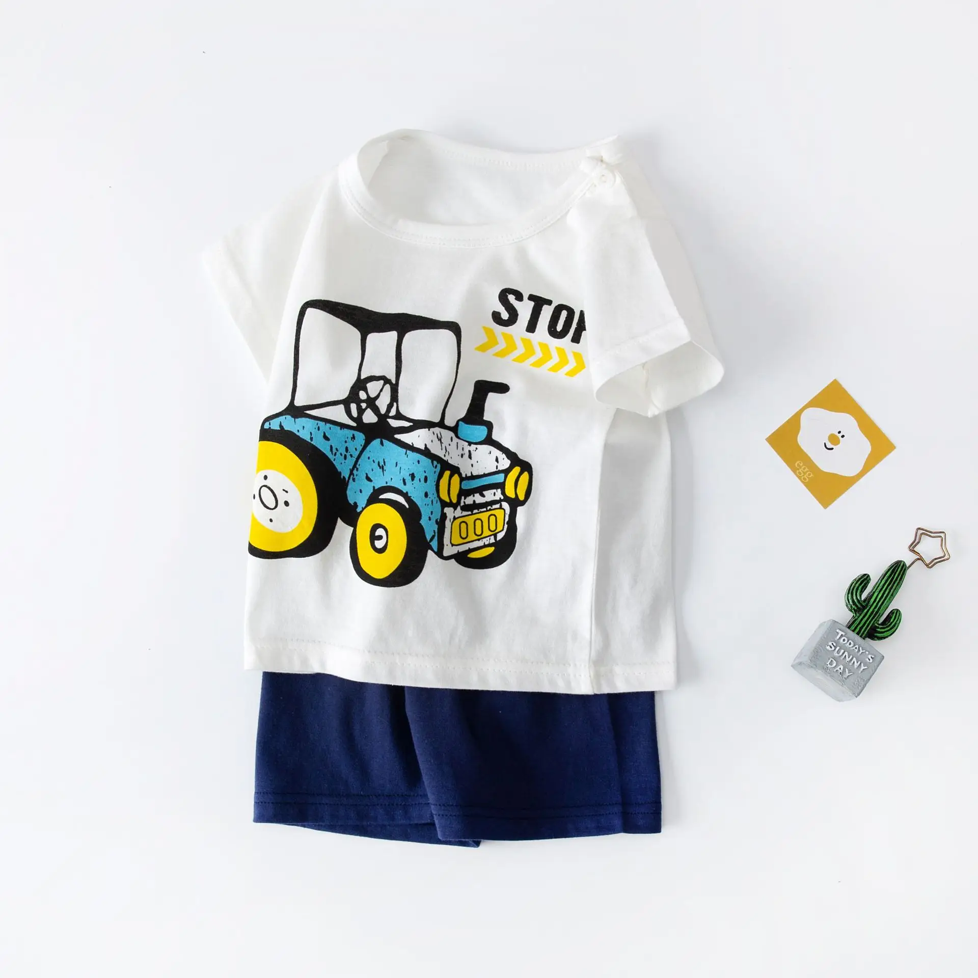 Children's Fish Print Cotton Shorts Suit Summer Pajamas