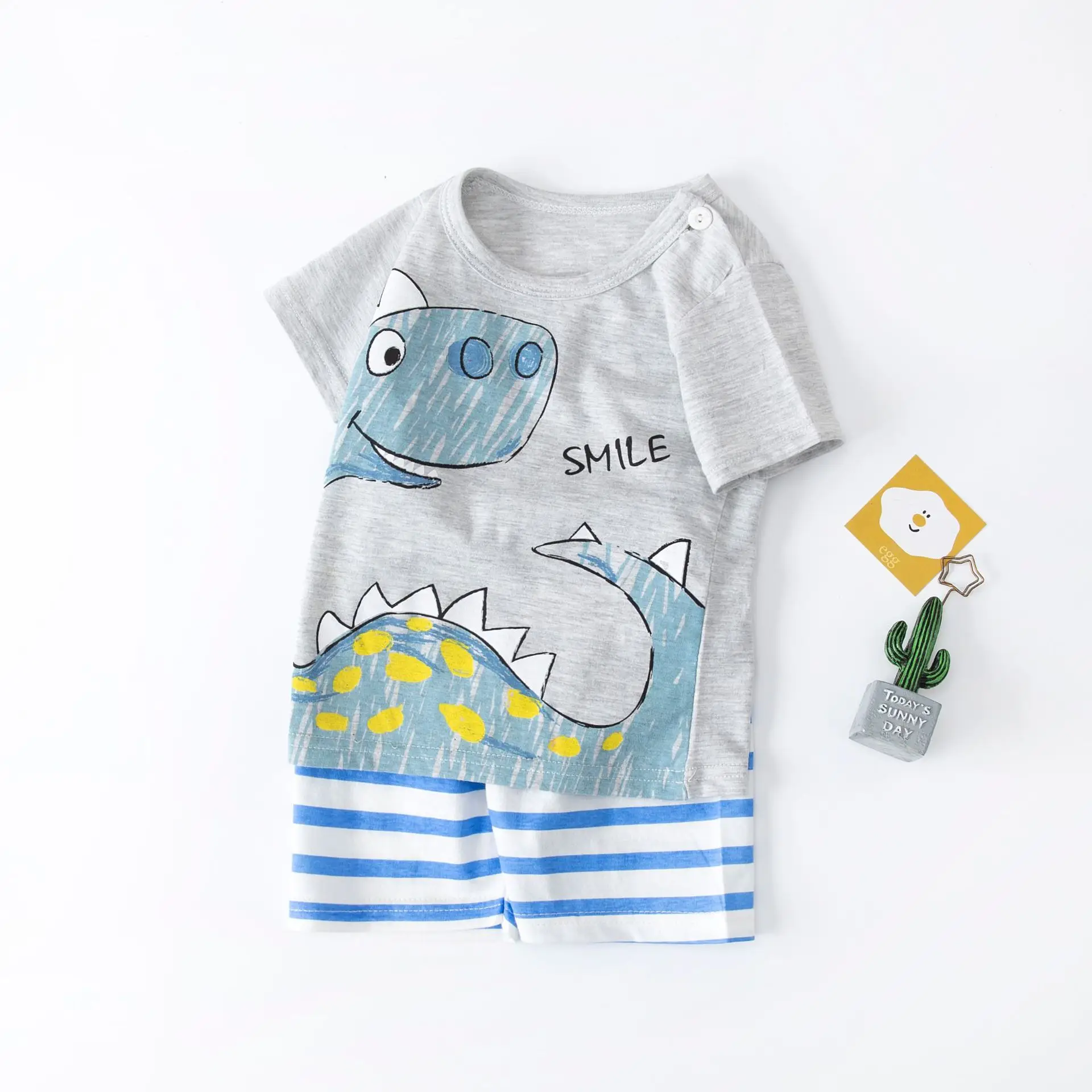 Children's Fish Print Cotton Shorts Suit Summer Pajamas