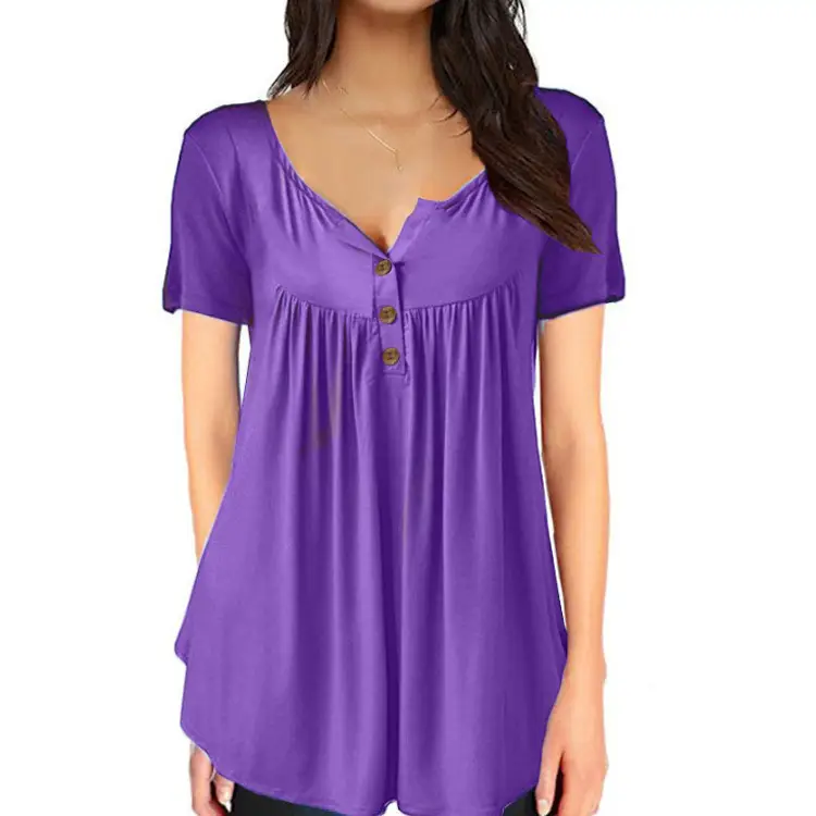 Women White Button Loose Top Summer Top