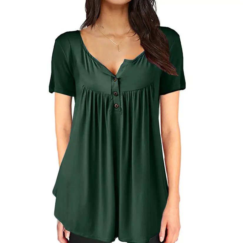 Women White Button Loose Top Summer Top