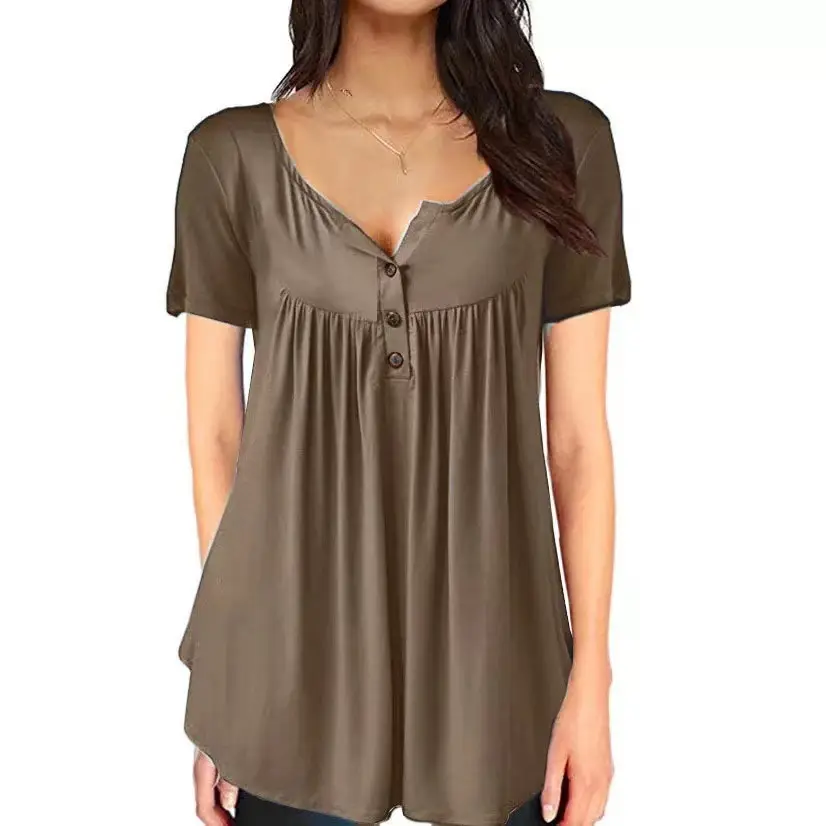 Women White Button Loose Top Summer Top