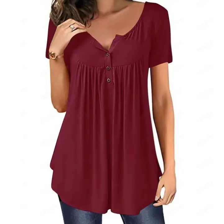 Women White Button Loose Top Summer Top