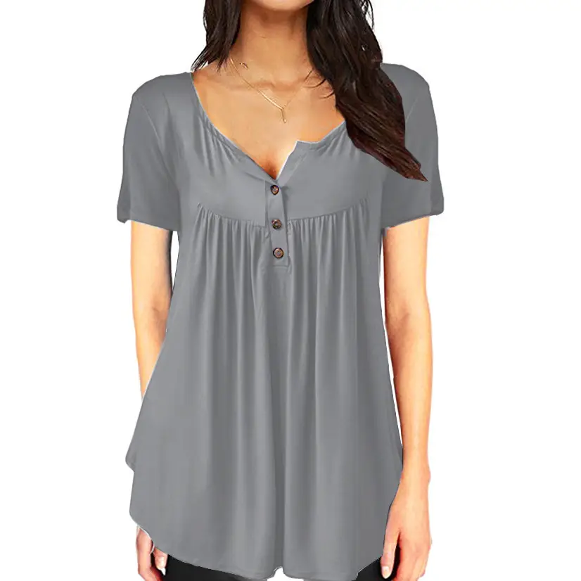Women White Button Loose Top Summer Top