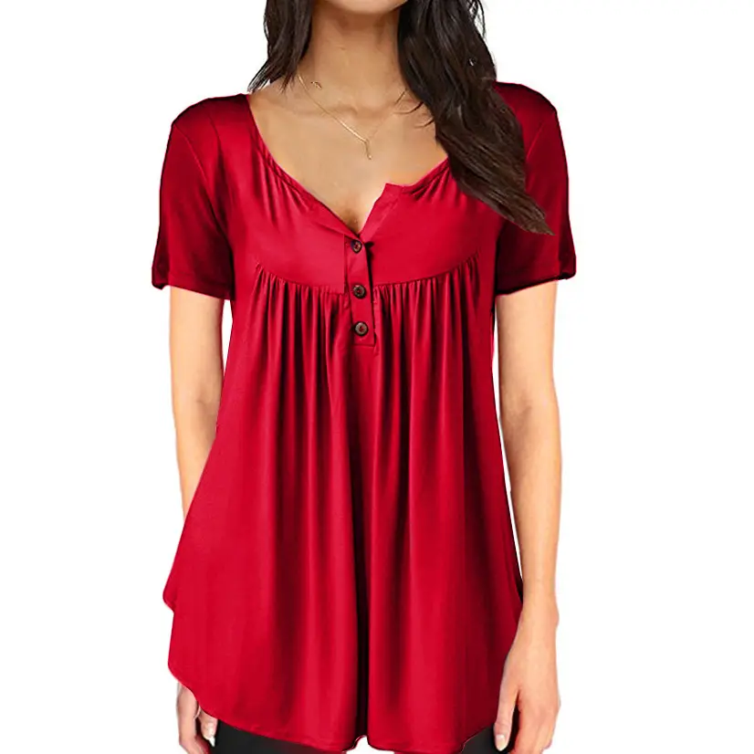 Women White Button Loose Top Summer Top