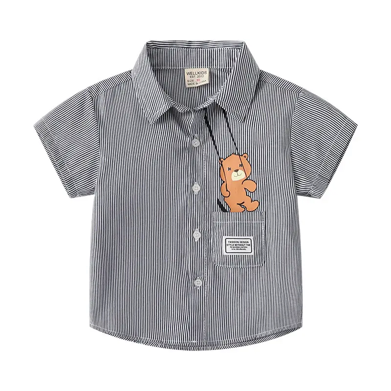 Kids Bear Print T-Shirt 2023 Summer Cotton Boys - Image 6