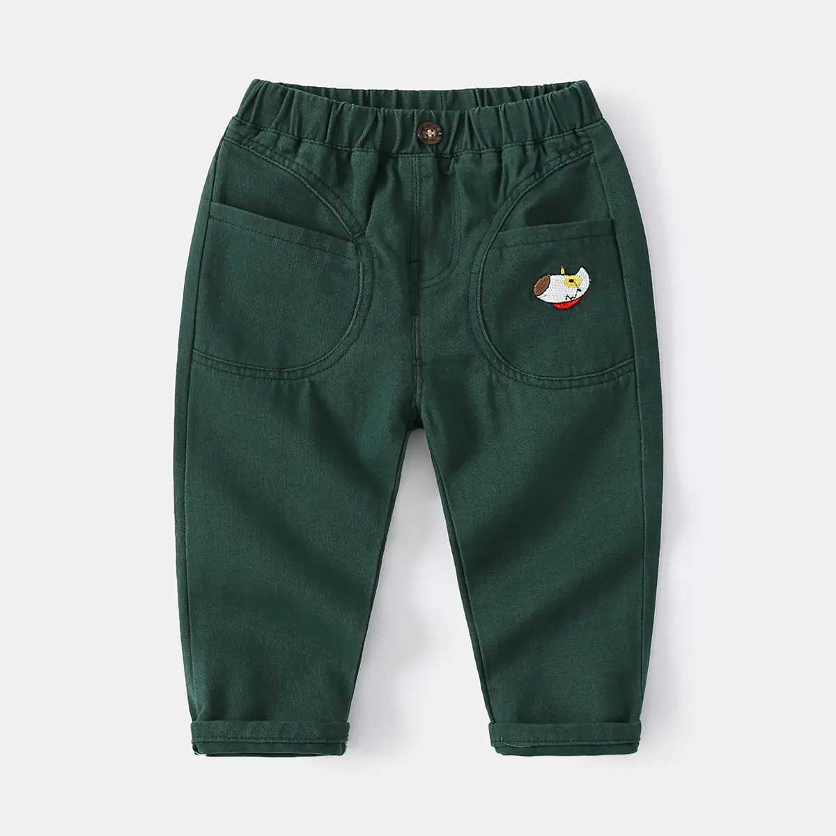 2023 Kids Green Casual Pants with Cartoon Patch - Image 4
