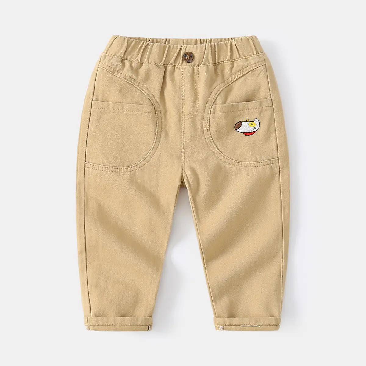2023 Kids Green Casual Pants with Cartoon Patch - Image 2