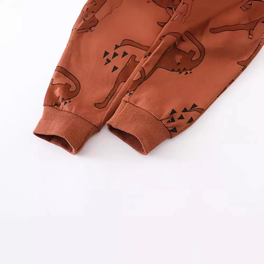 Cotton Printed Pants for Kids Brown Long Set - Image 3