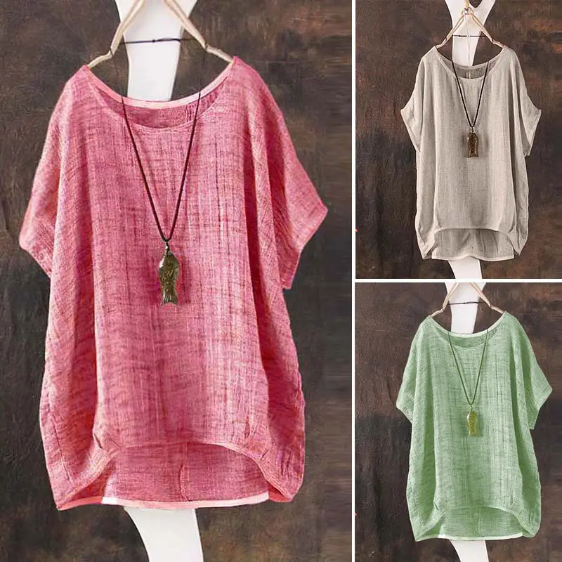 Green Loose Sleeve T-Shirt Plus Size Summer Wear - Image 4