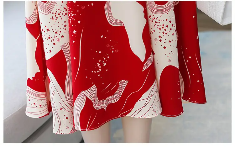 Red Printed High Waist Summer Dress for Women — feature 19