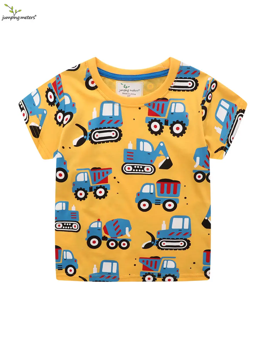 Boys' Cartoon Truck T-Shirt Yellow Medium Size - Image 2