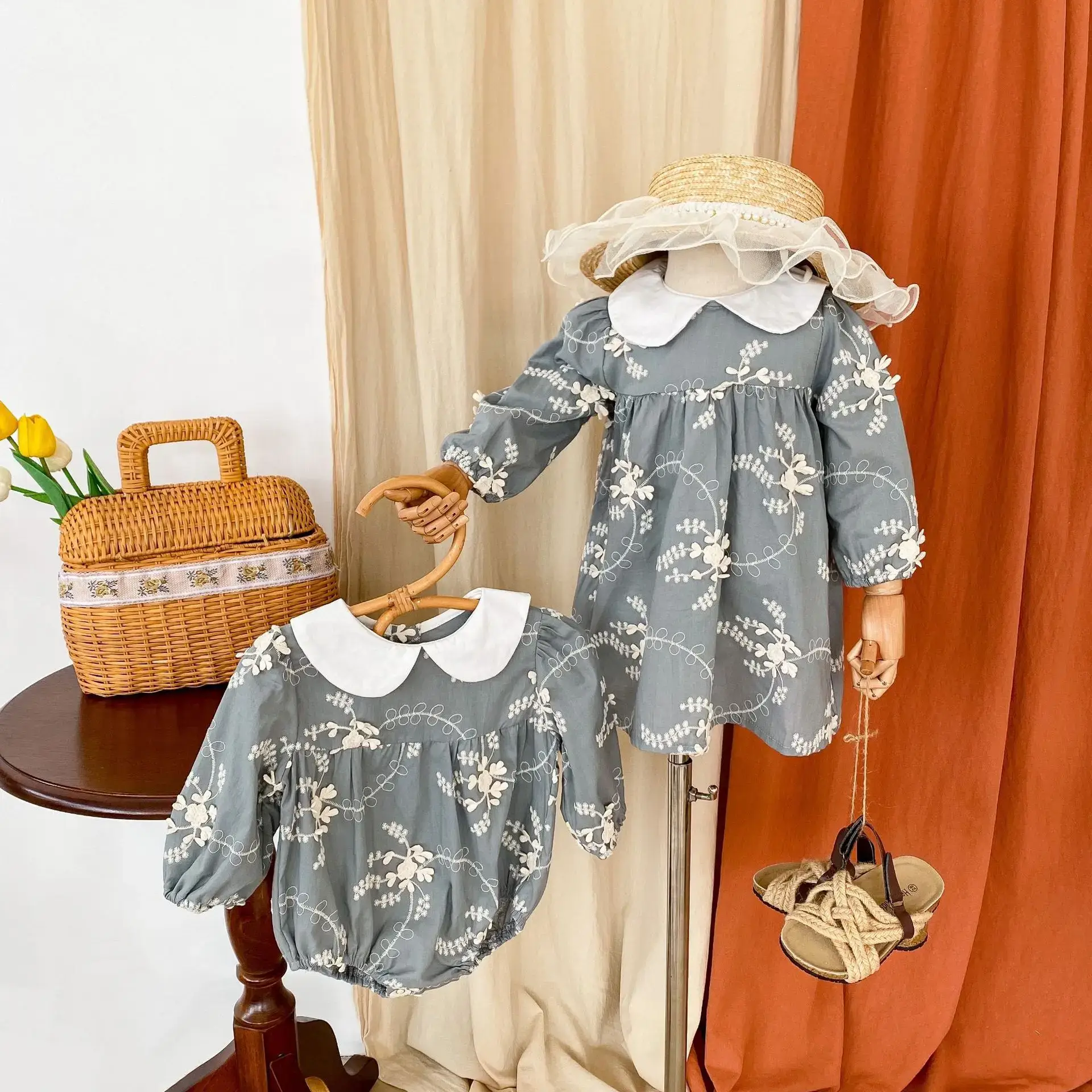2025 Spring Baby Girl Embroidered Skirt & Romper Set - Image 6