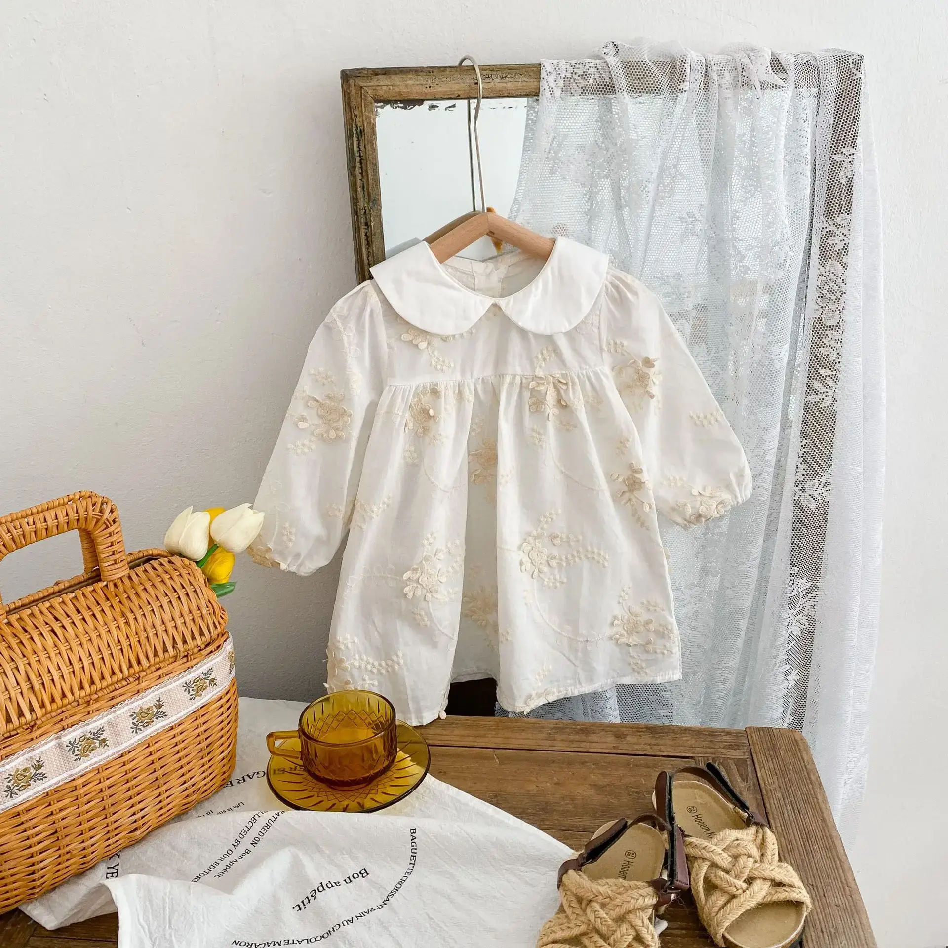 2025 Spring Baby Girl Embroidered Skirt & Romper Set - Image 7