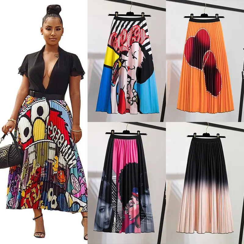 Printed Leopard Print Pleated Skirt for Women - Image 41