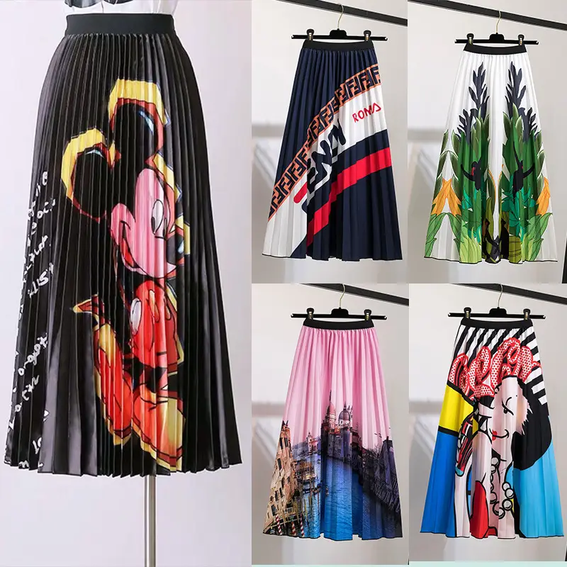 Printed Leopard Print Pleated Skirt for Women - Image 42