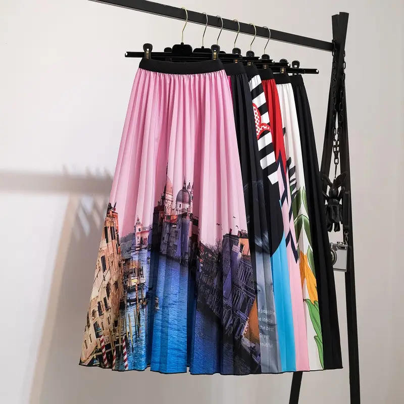 Printed Leopard Print Pleated Skirt for Women - Image 43
