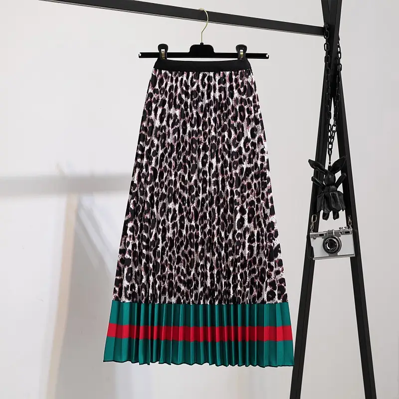 Printed Leopard Print Pleated Skirt for Women - Image 13