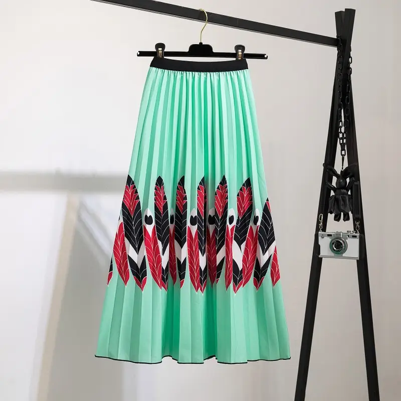 Printed Leopard Print Pleated Skirt for Women - Image 2