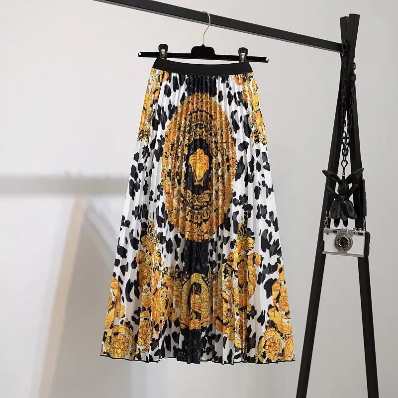 Printed Leopard Print Pleated Skirt for Women - Image 25