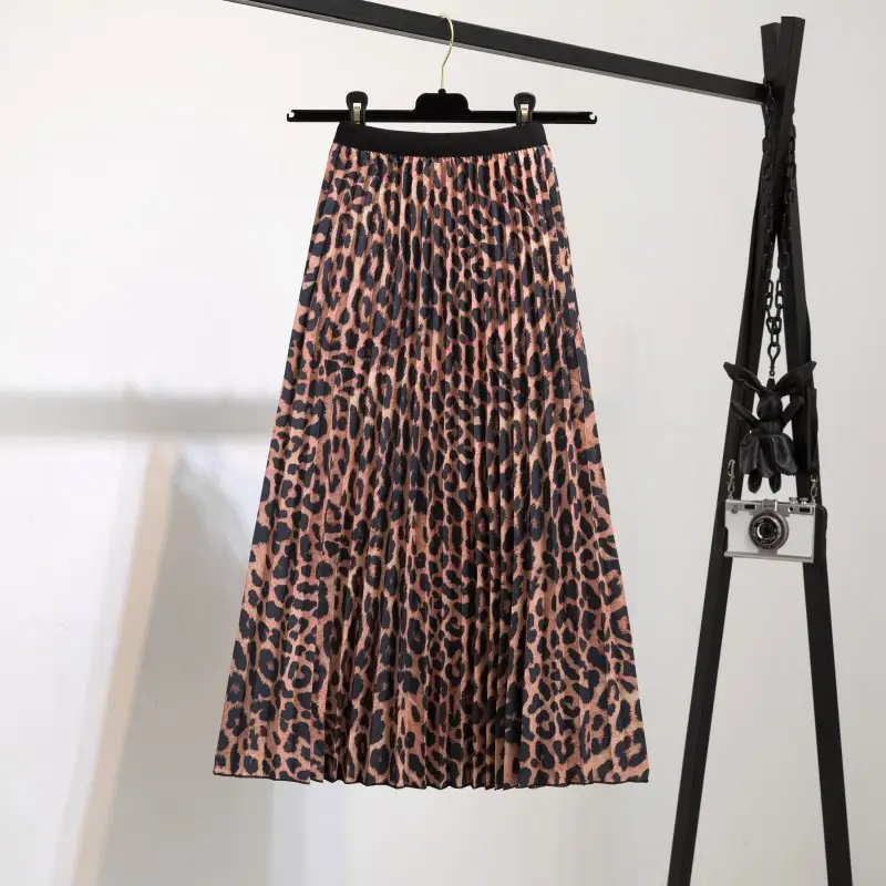 Printed Leopard Print Pleated Skirt for Women - Image 26