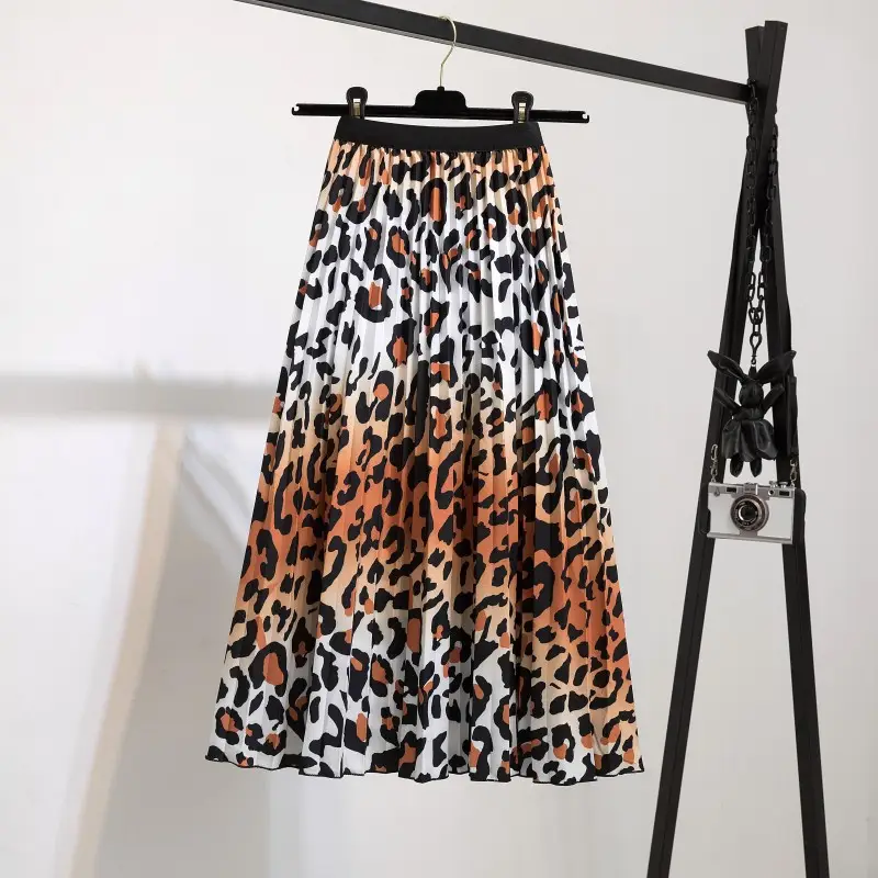Printed Leopard Print Pleated Skirt for Women - Image 27