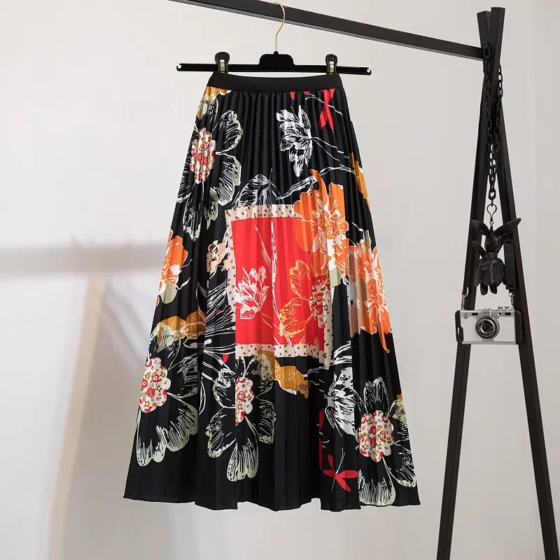 Printed Leopard Print Pleated Skirt for Women - Image 34