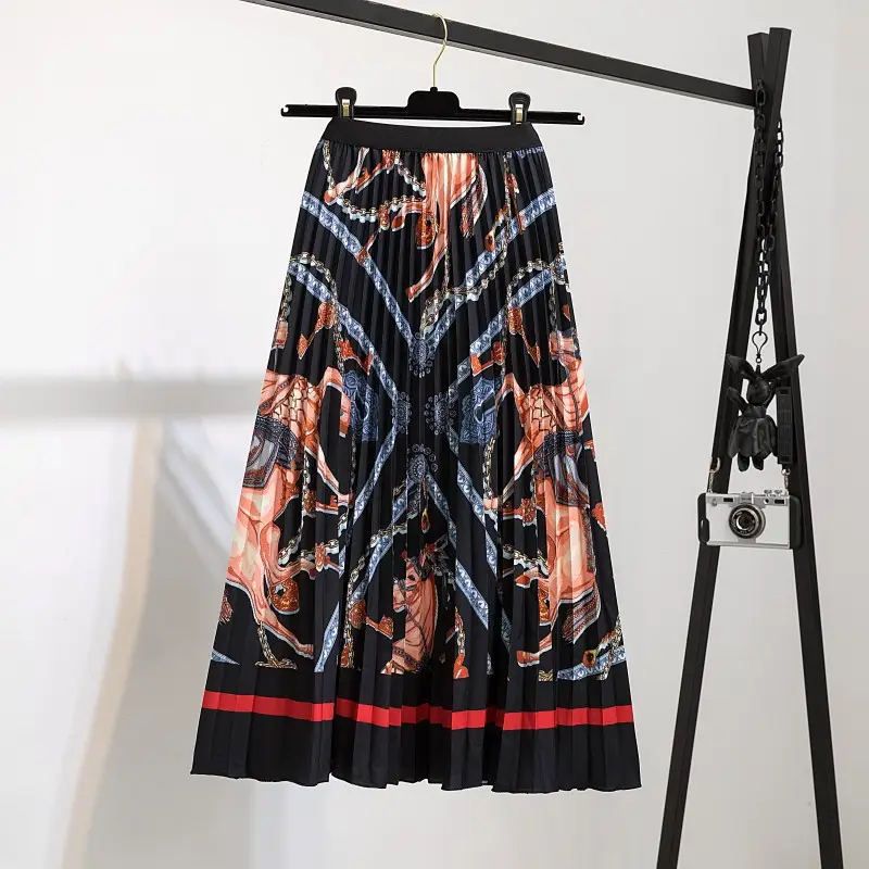 Printed Leopard Print Pleated Skirt for Women - Image 36