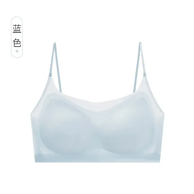 2076 Thin Shoulder Strap Summer Ultra-Thin Traceless Underwear Women's Rimless Camisole Vest Large Chest Small - Image 5