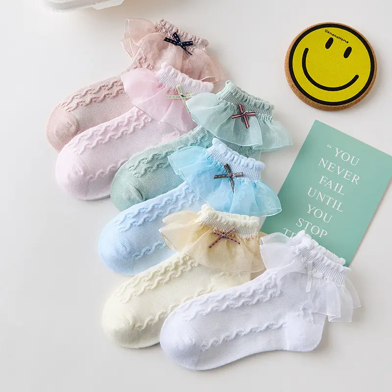 White Bow Lace Baby Socks for Girls Middle Children - Image 10