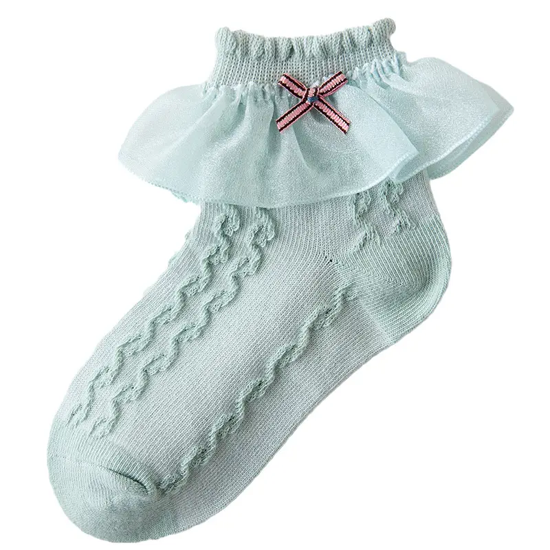 White Bow Lace Baby Socks for Girls Middle Children - Image 2