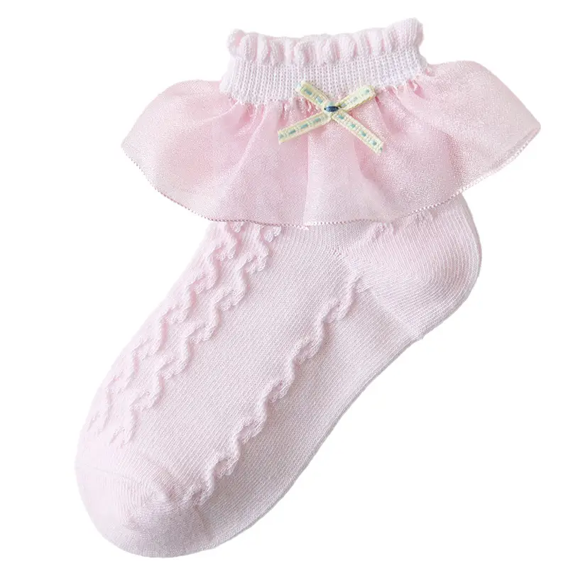 White Bow Lace Baby Socks for Girls Middle Children - Image 3
