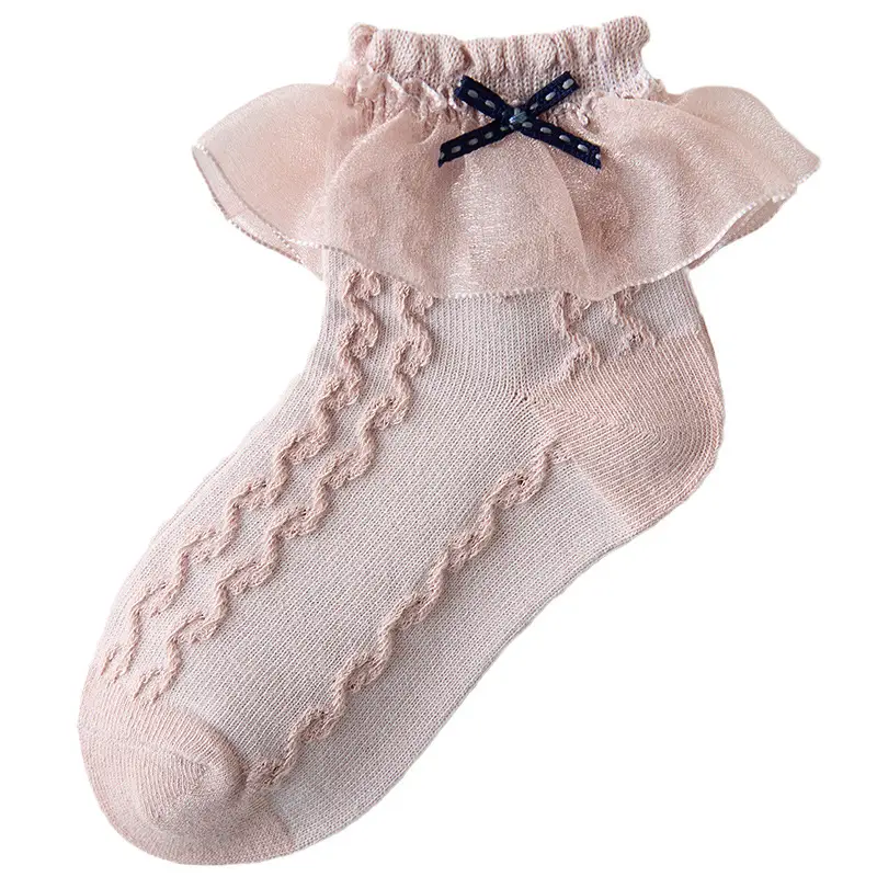 White Bow Lace Baby Socks for Girls Middle Children - Image 5