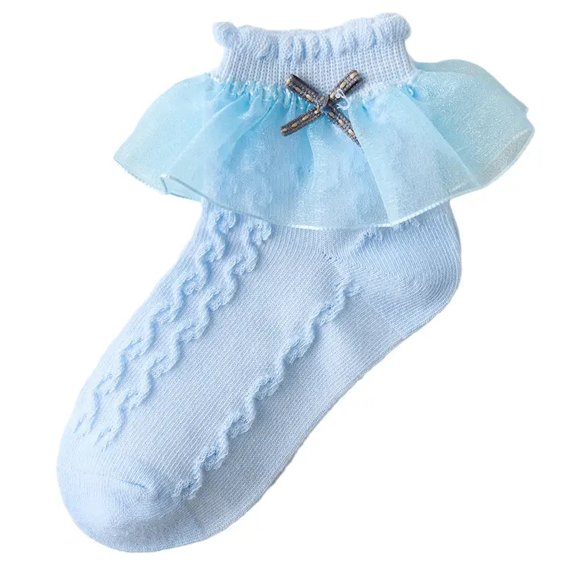 White Bow Lace Baby Socks for Girls Middle Children - Image 6