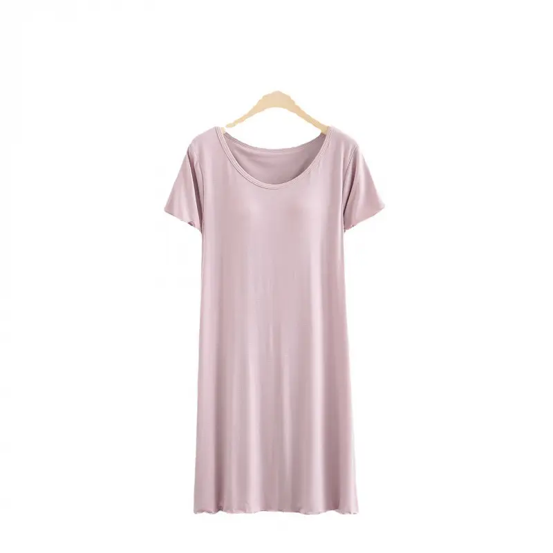 Modal Padded Short-Sleeved Dress Pajamas Without Bra Loose Large Size Ruffled Home Clothes for Women Summer