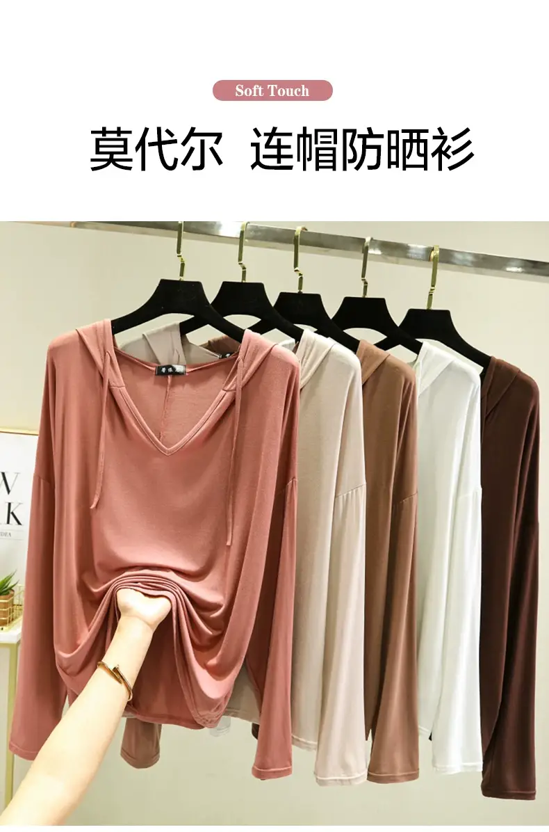 Women Long Sleeve V Neck T-Shirt Light Blue Large — feature 9