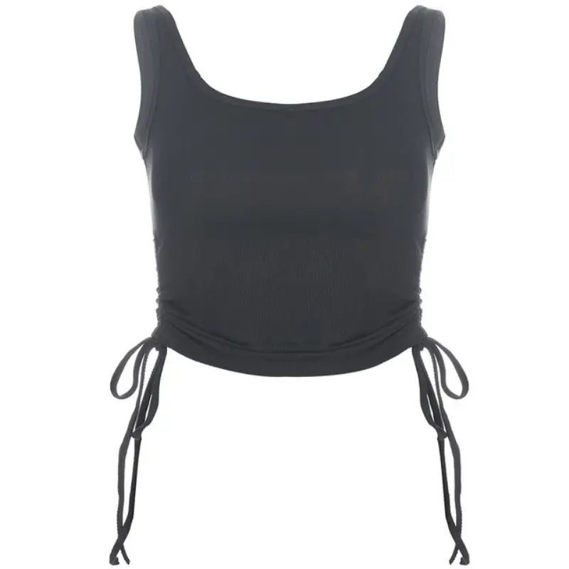 Light Blue Drawstring Chest Top for Women Spring Summer - Image 3