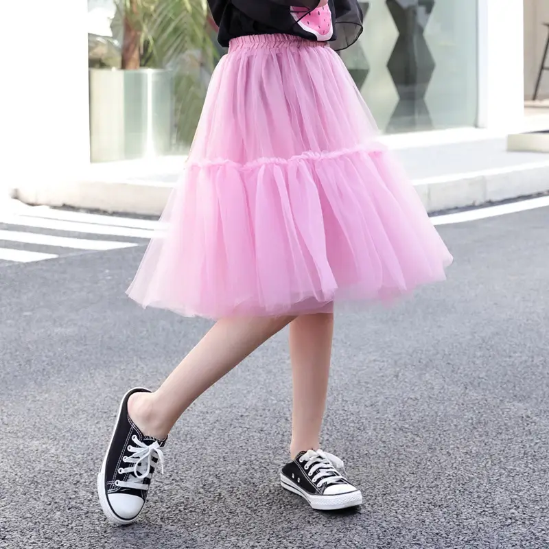 Girls Puffy Turgelell Skirt Black White Cat Print - Image 4