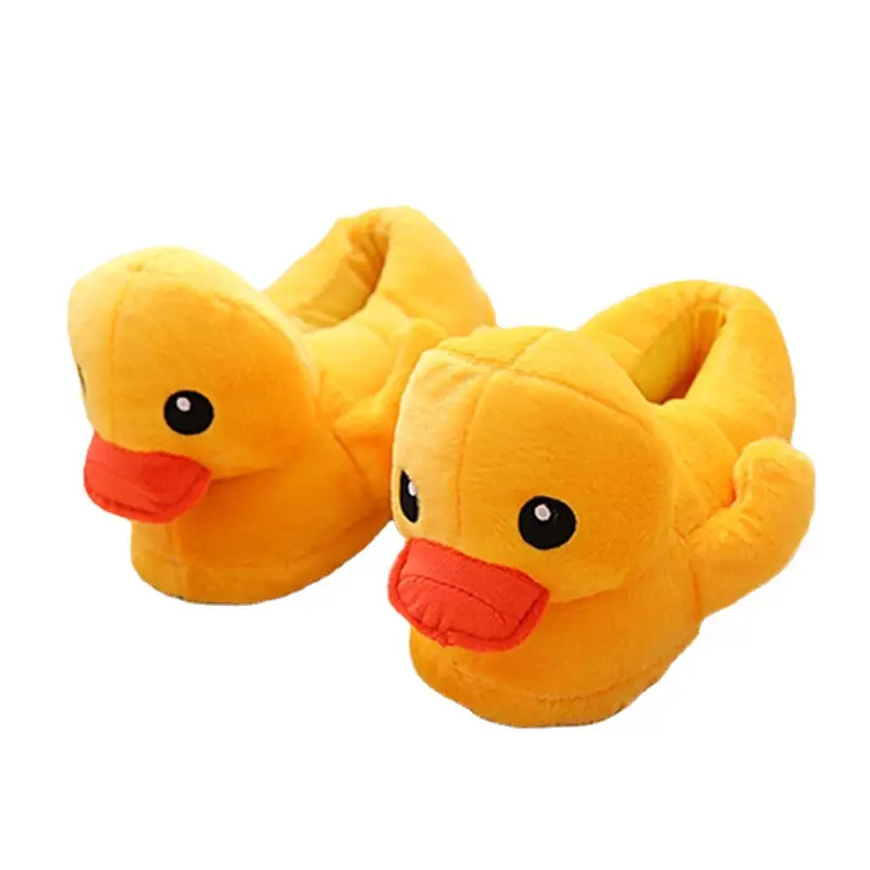 Cartoon Rhubarb Duck Home Plush Slippers Winter Couple Thickened Warm Indoor Small Yellow Duck Wrap with Cotton Slippers