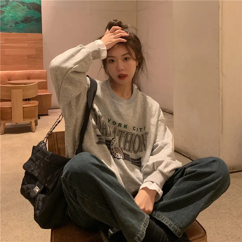 2022 Korean Style Women's Printed Letter Pullover Set - Image 3