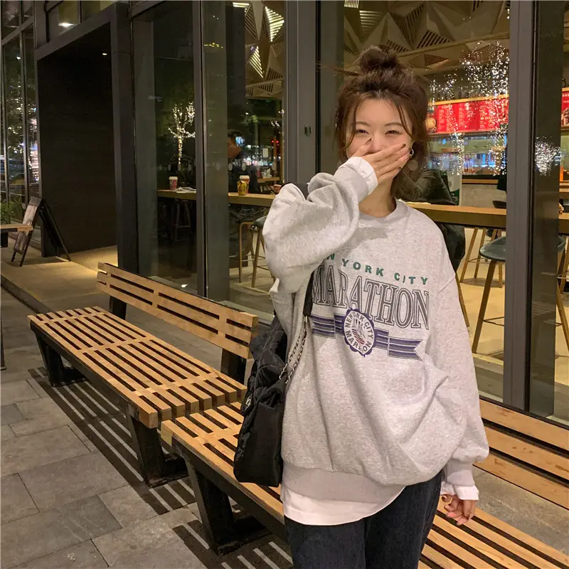 2022 Korean Style Women's Printed Letter Pullover Set - Image 4