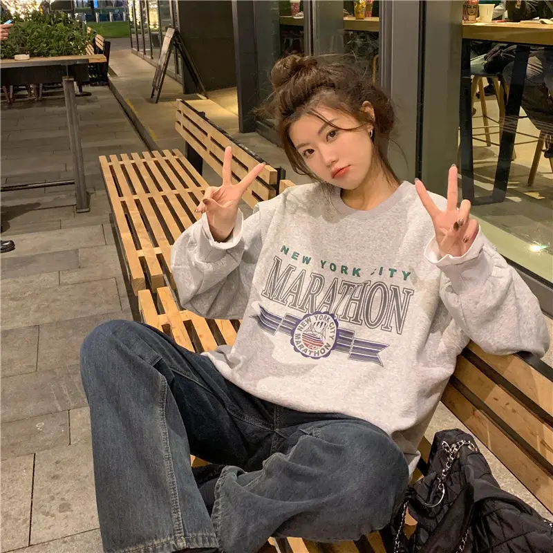 2022 Korean Style Women's Printed Letter Pullover Set — feature 13
