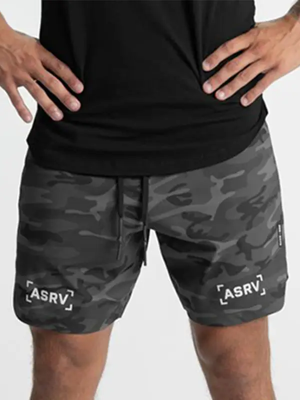 Men Camo Straight Leg Shorts with 3 Pockets