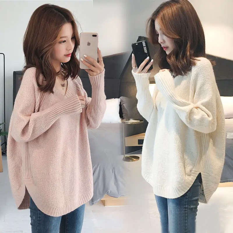 Women's Black Knitted V-Neck Loose Top Bottomy Set - Image 6