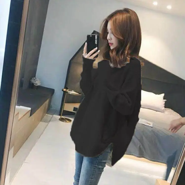 Women's Black Knitted V-Neck Loose Top Bottomy Set - Image 7