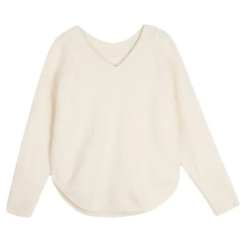 Women's Black Knitted V-Neck Loose Top Bottomy Set - Image 9