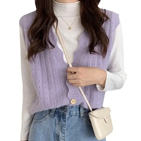 2022 Spring Knitted Hollow Vests Women's Korean Style - Image 12
