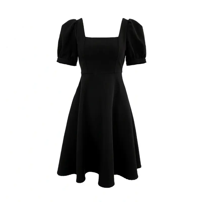 White Waist-Slimming Square Neck Dress for Plus Size Women - Image 8