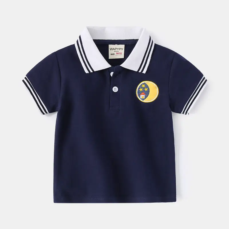 2022 Boys Striped T-Shirt Short Sleeve Polo Top - Image 2
