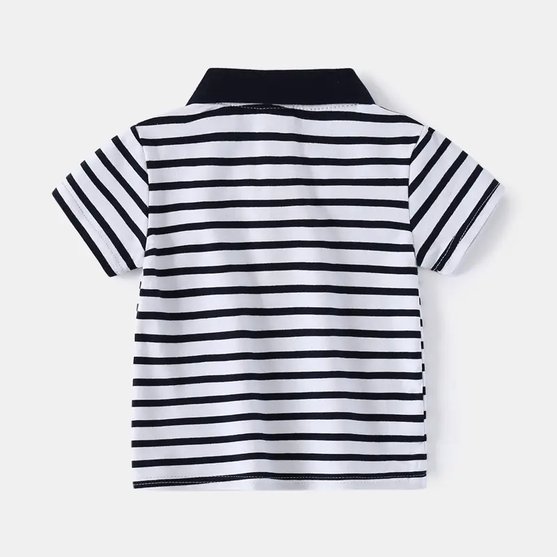 2022 Boys Striped T-Shirt Short Sleeve Polo Top - Image 4